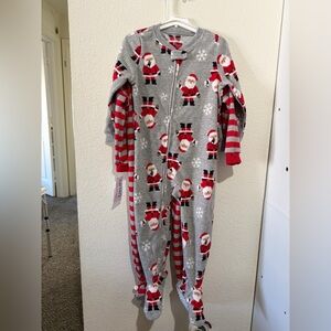 Carter's Gray Santa Onesie with Red Stripes